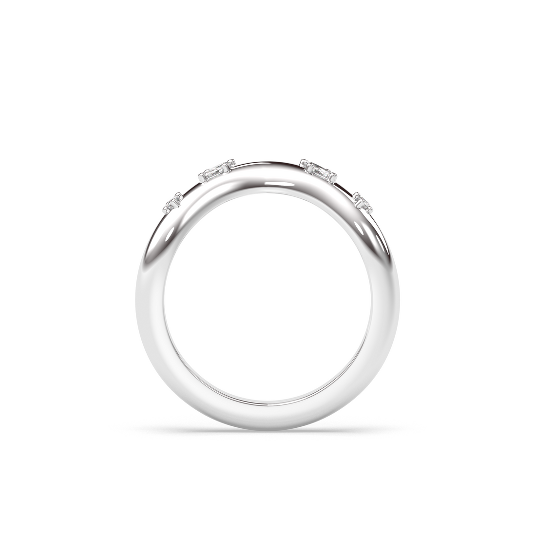 The Drip Wedding Band, Marquise and Round Accents